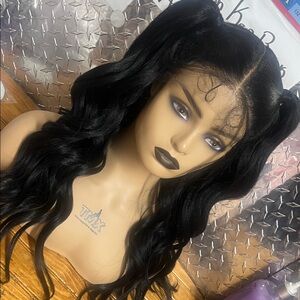 Luxury Black Wavy Lace Front Wig by - Natural Glossy Waves pre styled series